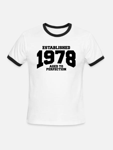 aged to perfection established 1978 - Men's Ringer T-Shirt - white/black