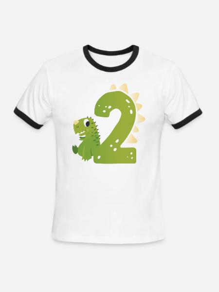 2nd Birthday | Dinosaur Birthday | Birthday Gift - Men's Ringer T-Shirt - white/black