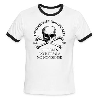 No Belts - No Rituals - No Nonsense - Men's Ringer T-Shirt - white/black - Front - Jackson (183cm)