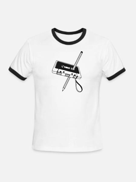 Tape With Pencil Funny T Shirt - Men's Ringer T-Shirt - white/black