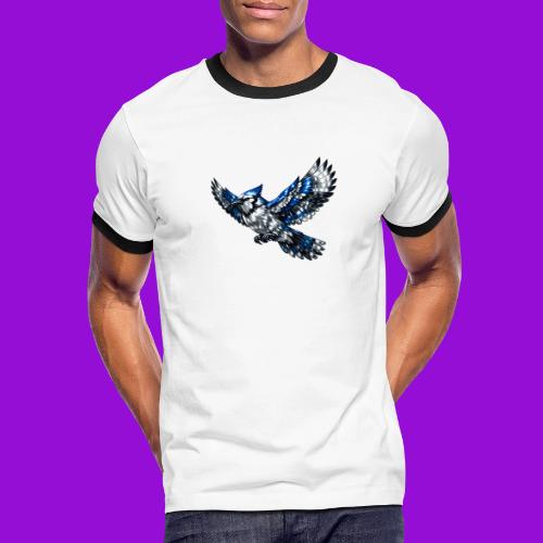 Silver Blue Jay in Flight - Men's Ringer T-Shirt