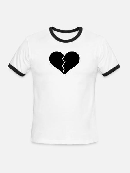 Broken heart black - Men's Ringer T-Shirt - white/black