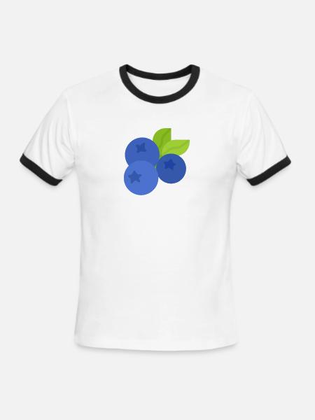 Fresh Blueberry Botanical Illustration - Men's Ringer T-Shirt - white/black