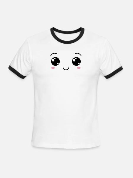 Happy Smile face - Men's Ringer T-Shirt - white/black