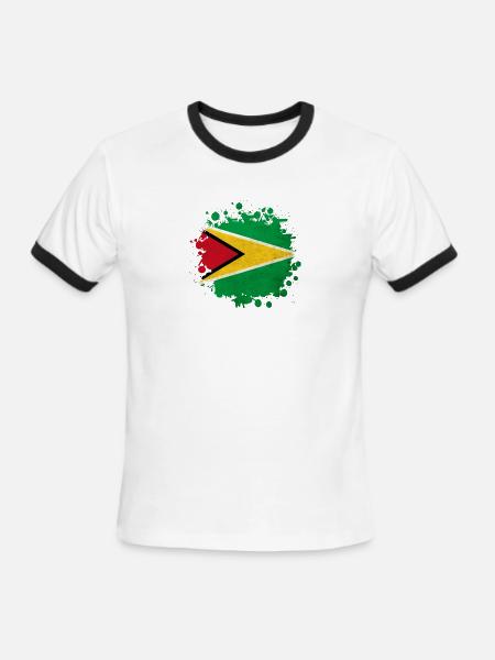 Guyana flag blob - Men's Ringer T-Shirt - white/black