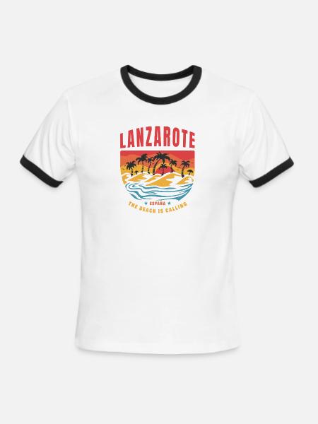 Lanzarote Espana beach design - Men's Ringer T-Shirt - white/black