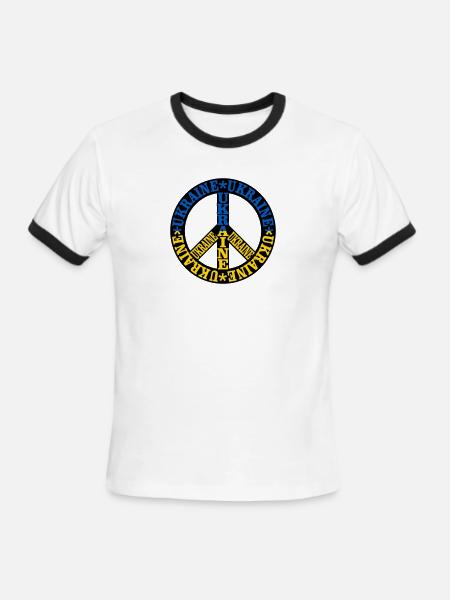 Ukraine Peace - Men's Ringer T-Shirt - white/black