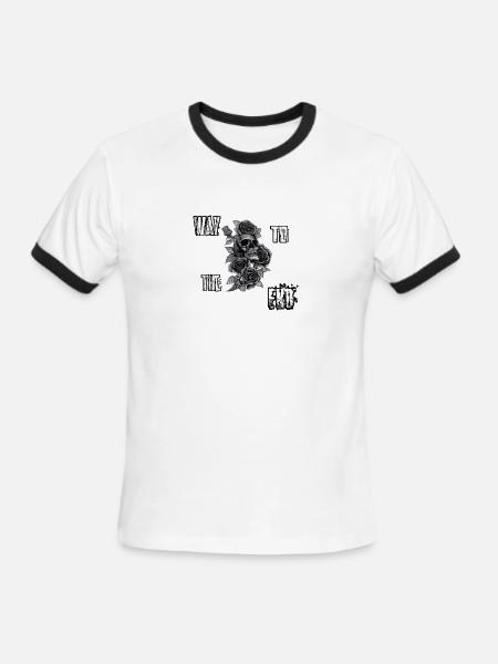 Way to the End: Skull Roses - Men's Ringer T-Shirt - white/black