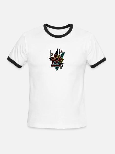 Unique flower design - Men's Ringer T-Shirt - white/black