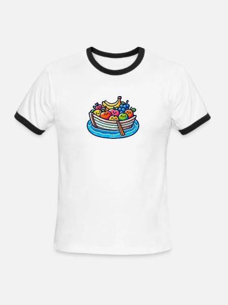 Fruity Boat Adventure - Men's Ringer T-Shirt - white/black