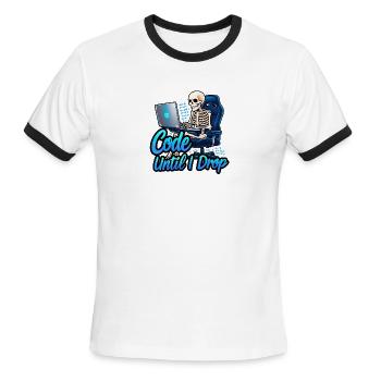 Code Until I Drop Skeleton - Men's Ringer T-Shirt - white/black - Front - Jackson (183cm)