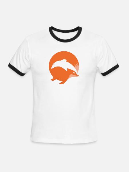 Fox or Dolphin in this fun optical illusion - Men's Ringer T-Shirt - white/black
