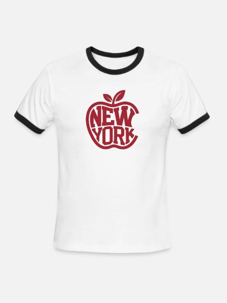 Big Apple Typography - Men's Ringer T-Shirt - white/black