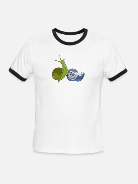 Snail with a tape dispenser funny - Men's Ringer T-Shirt - white/black