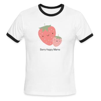 Berry Happy Mama - Men's Ringer T-Shirt - white/black - Front - Jackson (183cm)