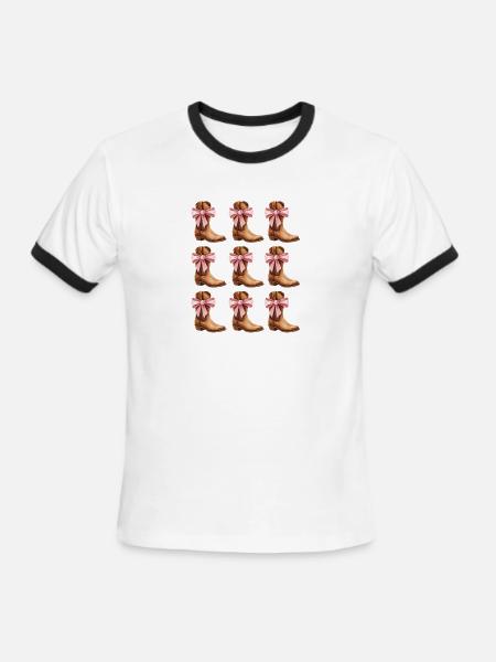 Cowgirl Boots and Pink Bows Rodeo - Men's Ringer T-Shirt - white/black
