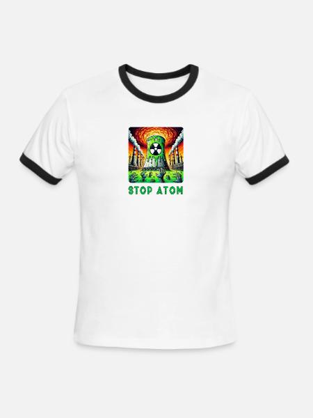 Stop Atom - Radioactive Nightmare - Men's Ringer T-Shirt - white/black