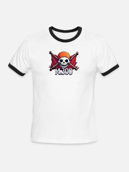 14.300 Maritime Net Ham Radio Jolly Roger T-Shirt - Men's Ringer T-Shirt - white/black