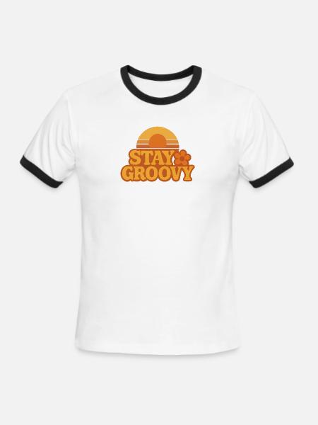 Retro Sunset Stay Groovy Graphic - Men's Ringer T-Shirt - white/black