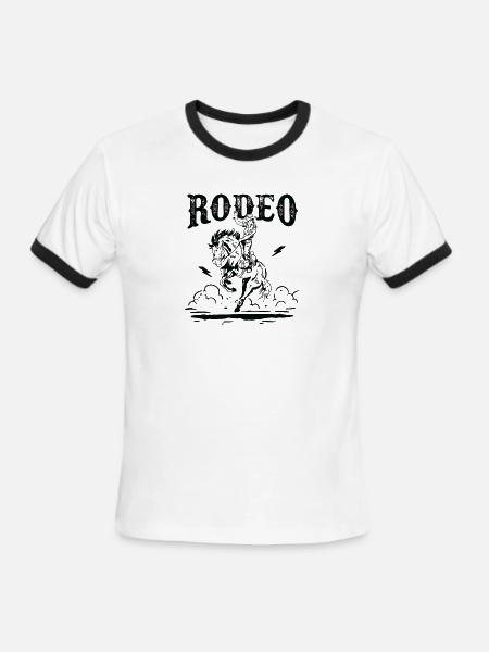 Rodéo Cowboy - T-shirt à bandes contrastées pour hommes   - blanc/noir