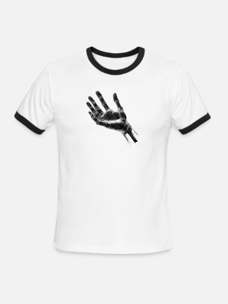 Futuristic Wireframe Hand Design - Men's Ringer T-Shirt - white/black