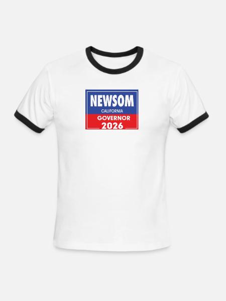 Newsom California Governor 2026 Merch - Men's Ringer T-Shirt - white/black