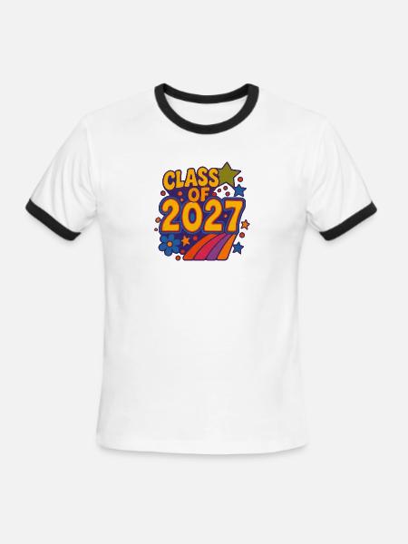 Graduation Class of 2027 Celebration Design - Men's Ringer T-Shirt - white/black