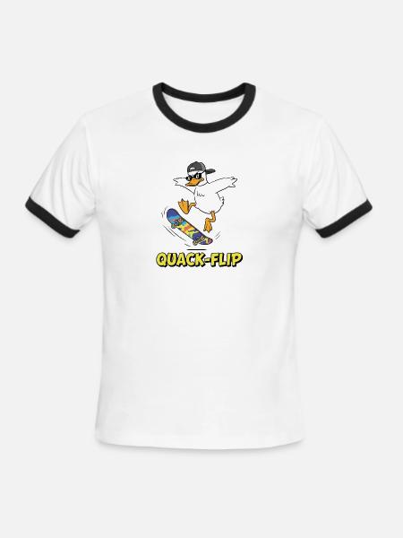 Funny Duck Skater - Men's Ringer T-Shirt - white/black
