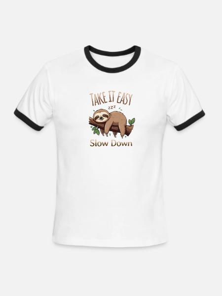 Sloth Take It Easy - Men's Ringer T-Shirt - white/black