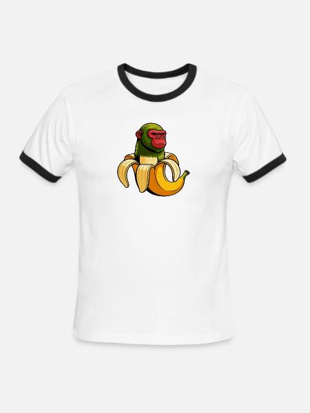 Chimpanzini Bananini Italian Brainrot Meme Art - Men's Ringer T-Shirt - white/black