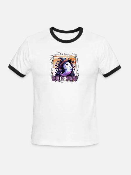 Whimsical Ghost Boo to You - Men's Ringer T-Shirt - white/black