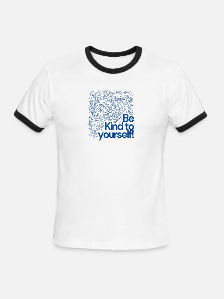 Be Kind to Yourself Floral - Men's Ringer T-Shirt - white/black