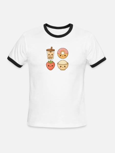 Kawaii Food Friends - Men's Ringer T-Shirt - white/black