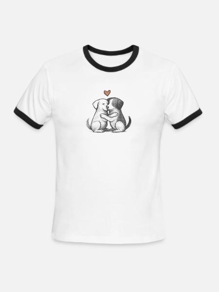 Puppy Love Embrace - Men's Ringer T-Shirt - white/black