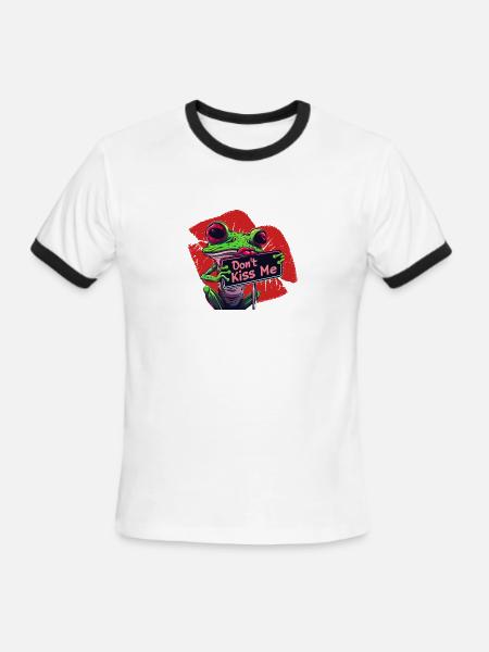 Dont Kiss Me Frog Popart - Men's Ringer T-Shirt - white/black