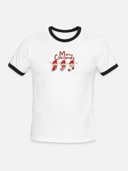 Merry Christmas Sock Trio - Men's Ringer T-Shirt - white/black