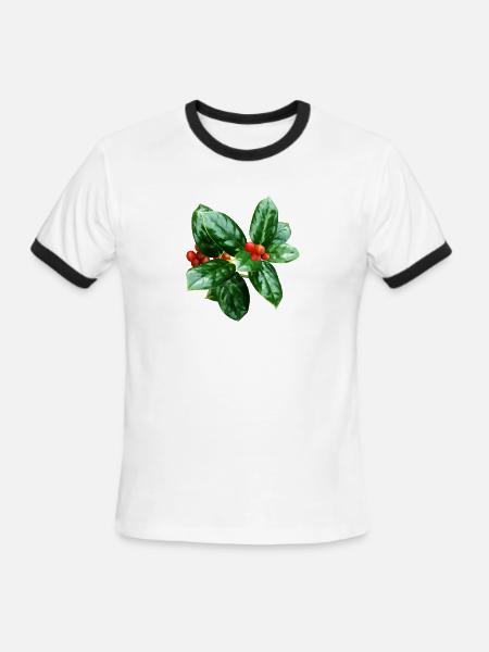 Holly With Berries - Men's Ringer T-Shirt - white/black