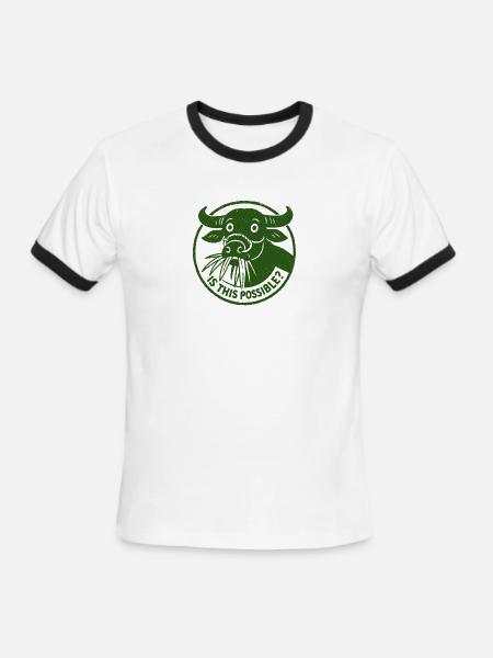 Bull in Circle Is This Possible - Men's Ringer T-Shirt - white/black