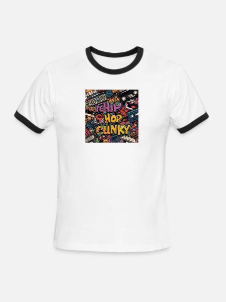 Hip Hop Graffiti Boombox - Men's Ringer T-Shirt - white/black