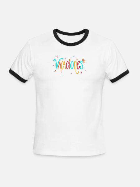 Vacaciones Rainbow Handletter - Men's Ringer T-Shirt - white/black