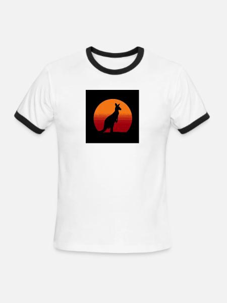 Sunrise Kangaroo Spirit - Men's Ringer T-Shirt - white/black