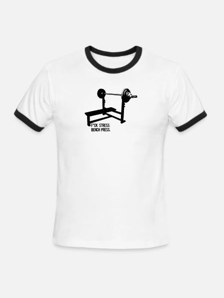 stress bench press - Men's Ringer T-Shirt - white/black