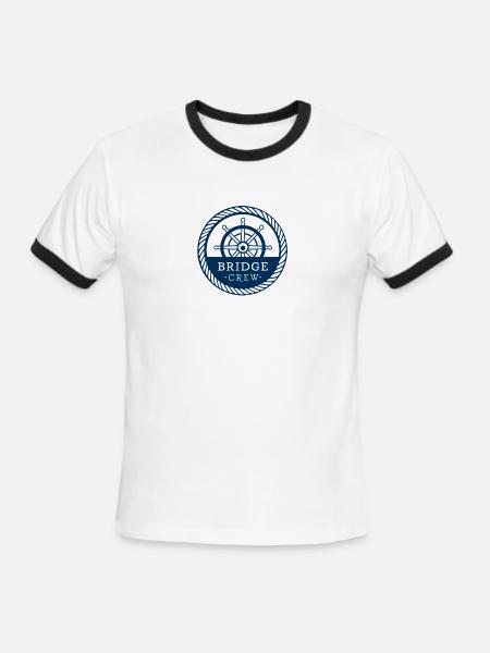 Bridge Crew Nautical Command Badge - Men's Ringer T-Shirt - white/black