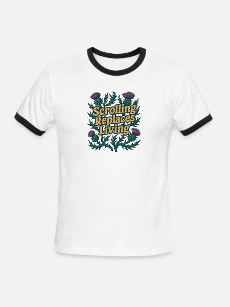 Scrolling Replaces Living Typography - Men's Ringer T-Shirt - white/black