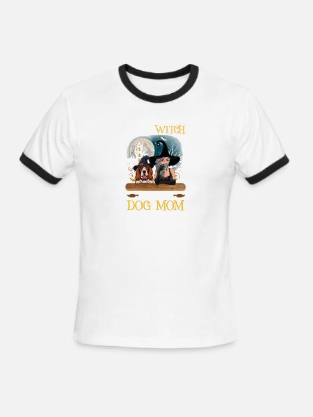 Witch Dog Mom Heart - Men's Ringer T-Shirt - white/black
