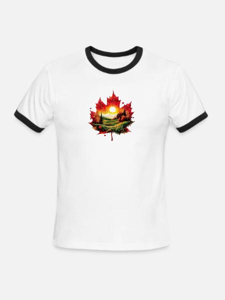 Autumn Maple Landscape - Men's Ringer T-Shirt - white/black