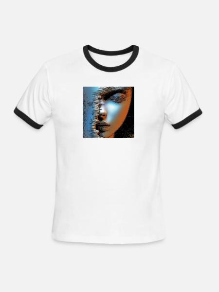 Face of women spater - Men's Ringer T-Shirt - white/black