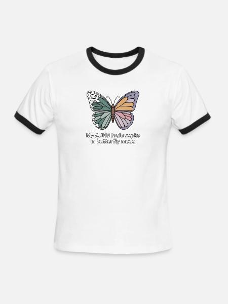 Butterfly ADHD Brain Mode - Men's Ringer T-Shirt - white/black