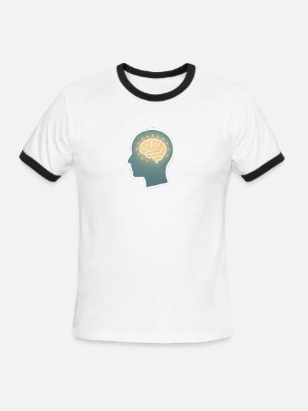 Neon Brain Glow Silhouette - Men's Ringer T-Shirt - white/black