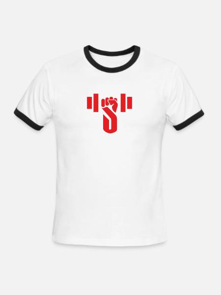 Power Fist Barbell Lift - Men's Ringer T-Shirt - white/black